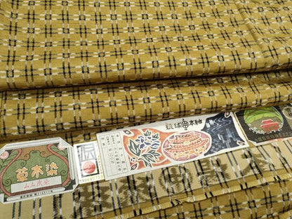 平和屋着物●本場琉球紬　草木染　吉祥文　大城織物謹製　証紙付き　正絹　逸品　未使用　CAAS9234th