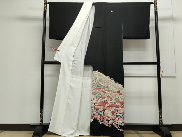 平和屋着物●豪華黒留袖 友禅 作家物 遠山風景文 正絹 逸品 CAAS9235th