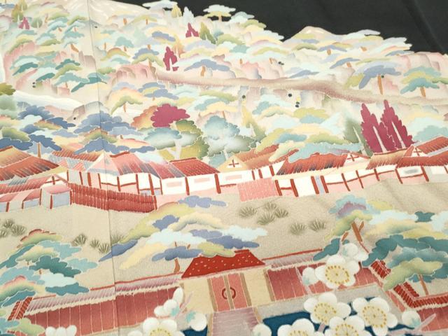 平和屋着物●豪華黒留袖 友禅 作家物 遠山風景文 正絹 逸品 CAAS9235th