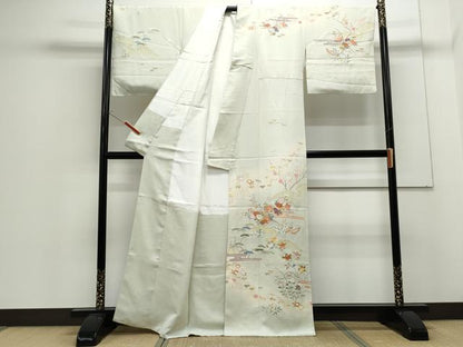平和屋着物●創業460年・千總　訪問着　駒刺繍　エ霞草花文　暈し染め　金彩　伊勢丹扱い　正絹　逸品　CAAS9237th