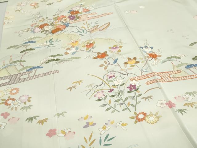 平和屋着物●創業460年・千總　訪問着　駒刺繍　エ霞草花文　暈し染め　金彩　伊勢丹扱い　正絹　逸品　CAAS9237th
