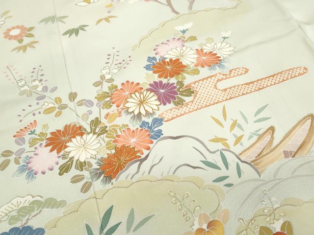 平和屋着物●創業460年・千總　訪問着　駒刺繍　エ霞草花文　暈し染め　金彩　伊勢丹扱い　正絹　逸品　CAAS9237th