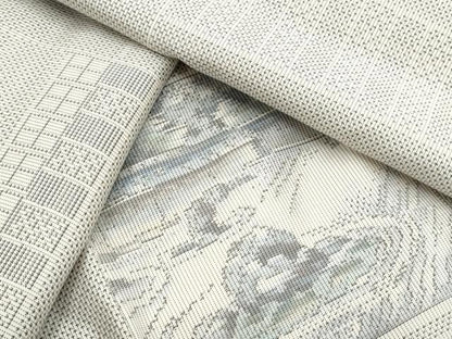 平和屋着物●本場大島紬 白大島 9マルキ 格子風景文 正絹 逸品 CAAS9248th