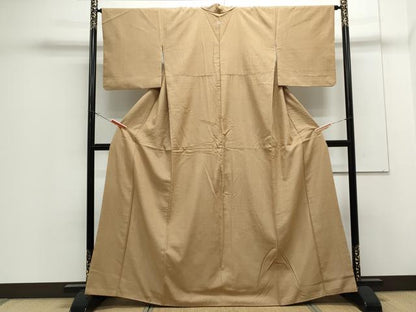 平和屋着物●結城紬 色無地 白茶色 正絹 逸品 CAAS9257th