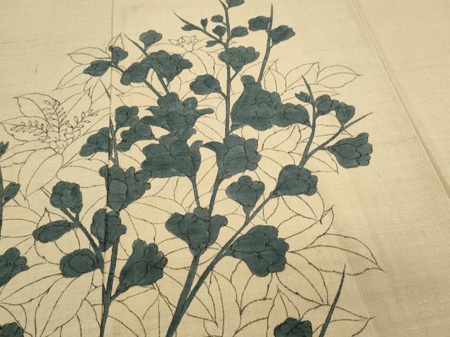 平和屋着物●訪問着 紬地 手描き 草花文 正絹 逸品 CAAS9277th