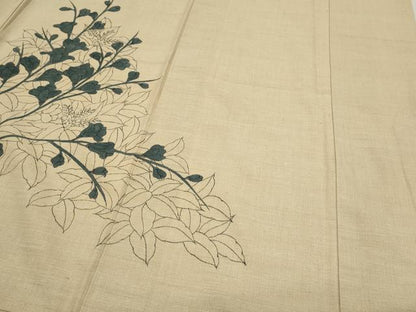 平和屋着物●訪問着 紬地 手描き 草花文 正絹 逸品 CAAS9277th