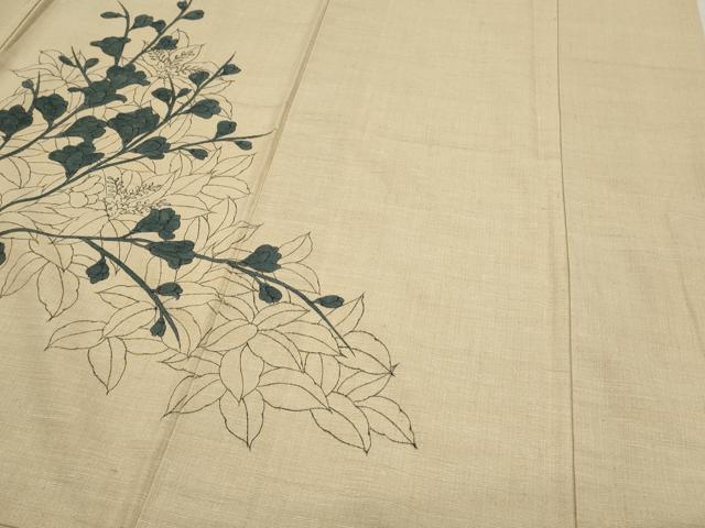 平和屋着物●訪問着 紬地 手描き 草花文 正絹 逸品 CAAS9277th