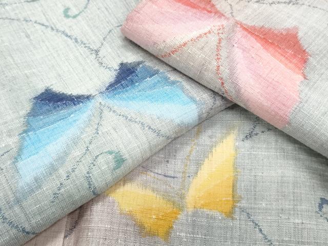 平和屋着物●上質な紬　唐草舞蝶文　正絹　逸品　CAAS9286th