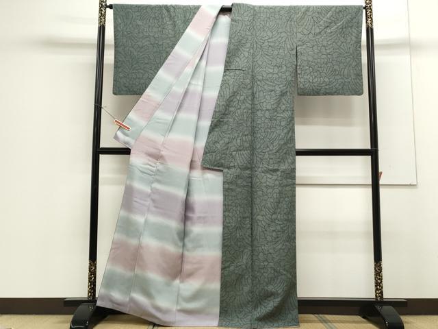平和屋着物●結城繭紬 リバーシブル 100亀甲 花尽し 証紙付き 正絹 逸品 CAAS9306th