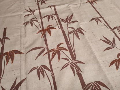 平和屋着物●中国三大刺繍　相良刺繍　訪問着　生つむぎ　笹竹文　反端付き　正絹　逸品　CAAS9312th