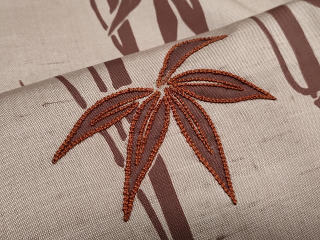 平和屋着物●中国三大刺繍　相良刺繍　訪問着　生つむぎ　笹竹文　反端付き　正絹　逸品　CAAS9312th