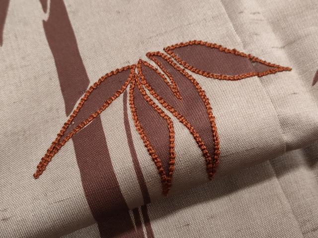 平和屋着物●中国三大刺繍　相良刺繍　訪問着　生つむぎ　笹竹文　反端付き　正絹　逸品　CAAS9312th