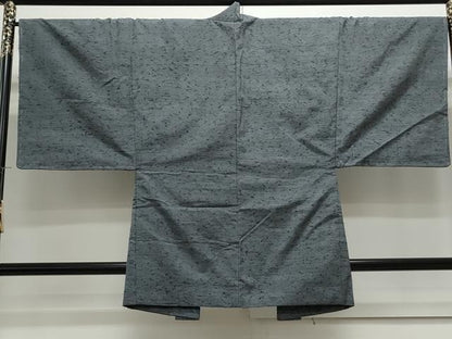 平和屋着物●男性　紬　髭紬羽織セット　色無地　墨色　正絹　逸品　未使用　CAAS9323th