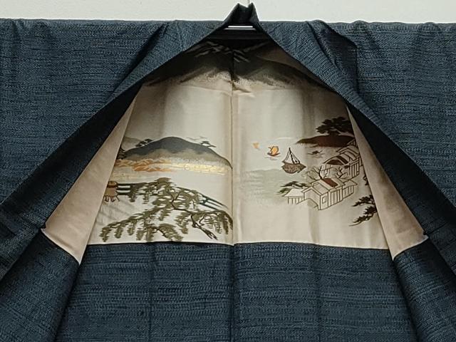 平和屋着物●男性　紬　アンサンブル　100亀甲　正絹　逸品　CAAS9324th
