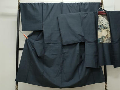 平和屋着物●男性　紬　アンサンブル　霞文　正絹　逸品　CAAS9331th