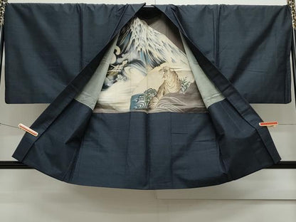 平和屋着物●男性　紬　アンサンブル　霞文　正絹　逸品　CAAS9331th