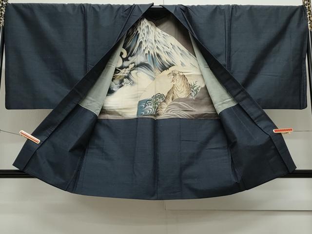 平和屋着物●男性　紬　アンサンブル　霞文　正絹　逸品　CAAS9331th