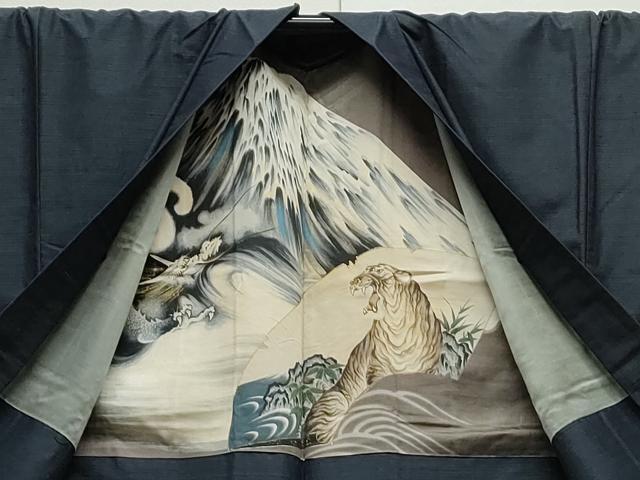 平和屋着物●男性　紬　アンサンブル　霞文　正絹　逸品　CAAS9331th