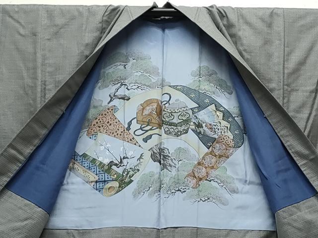 平和屋着物●男性　紬　アンサンブル　亀甲柄　正絹　逸品　CAAS9337th