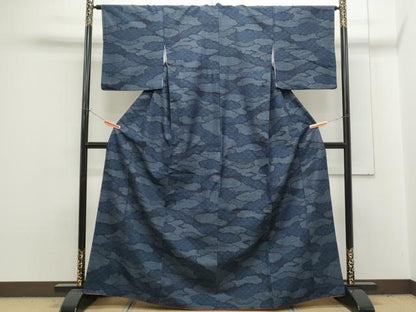 平和屋着物●結城紬 80亀甲 雲重ね文 正絹 逸品 CAAS9371th