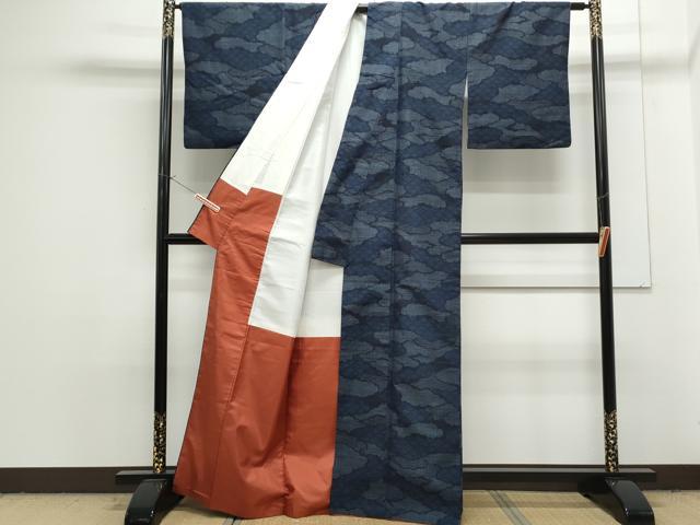 平和屋着物●結城紬 80亀甲 雲重ね文 正絹 逸品 CAAS9371th