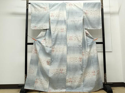 平和屋着物●上質な紬 横段吉祥文 正絹 逸品 CAAS9380th