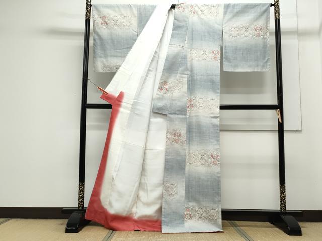 平和屋着物●上質な紬 横段吉祥文 正絹 逸品 CAAS9380th