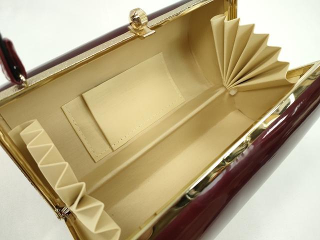 平和屋着物●和装小物　和装バッグ・草履セット　エナメル　臙脂色×黒　草履サイズ：Ｌ　逸品　CAAS9805ju