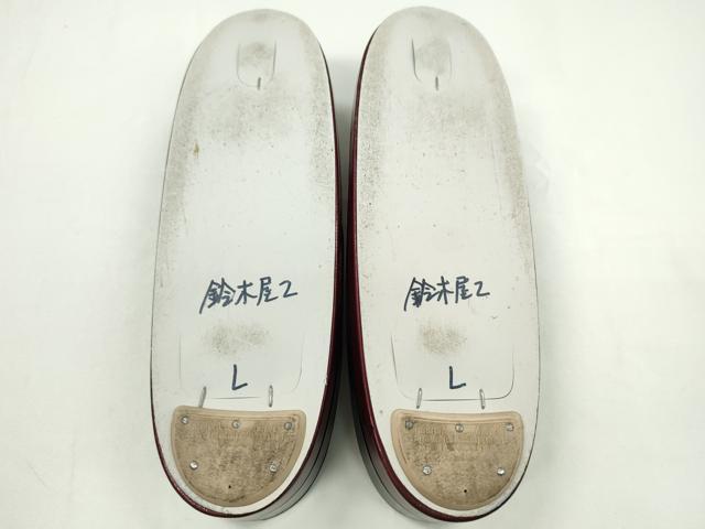 平和屋着物●和装小物　和装バッグ・草履セット　エナメル　臙脂色×黒　草履サイズ：Ｌ　逸品　CAAS9805ju