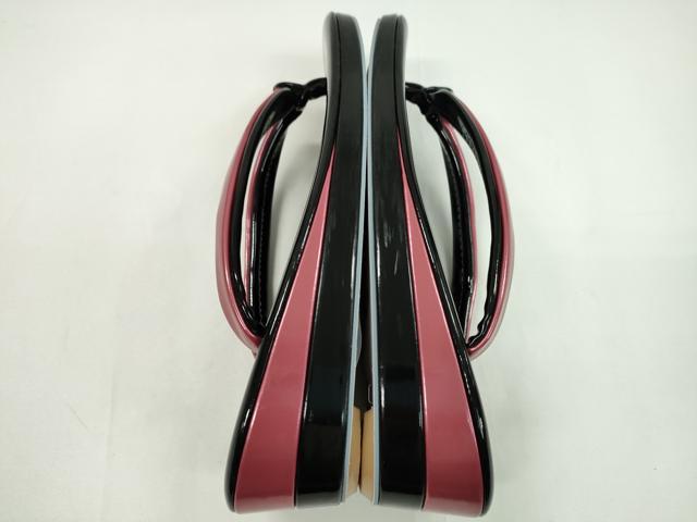平和屋着物●和装小物　和装バッグ・草履セット　黒×長春色　草履サイズ：Ｌ　逸品　CAAS9881ju