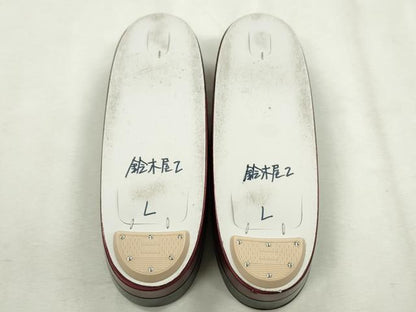 平和屋着物●和装小物　和装バッグ・草履セット　エナメル　臙脂色×黒　草履サイズ：Ｌ　逸品　CAAS9878ju