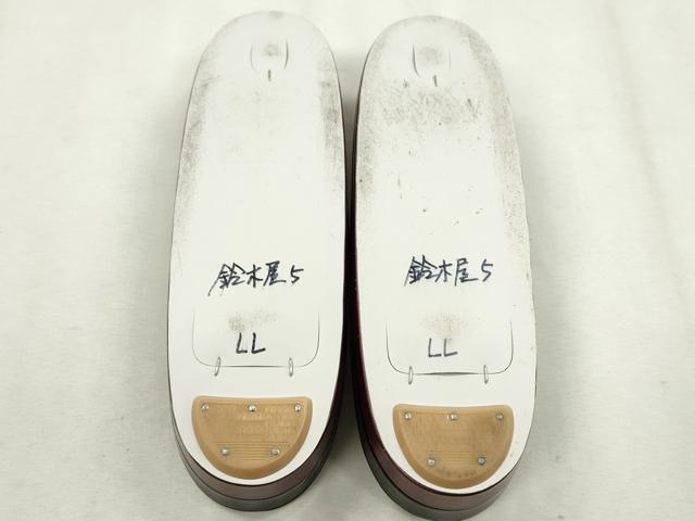 平和屋着物●和装小物　和装バッグ・草履セット　エナメル　臙脂色×黒　草履サイズ：ＬＬ　逸品　CAAS9880ju