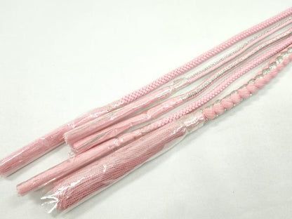 平和屋着物●和装小物 振袖用帯締め 飾り付き パール Sweet Angel ピンク 銀糸 逸品 未使用 CAAS9946ju