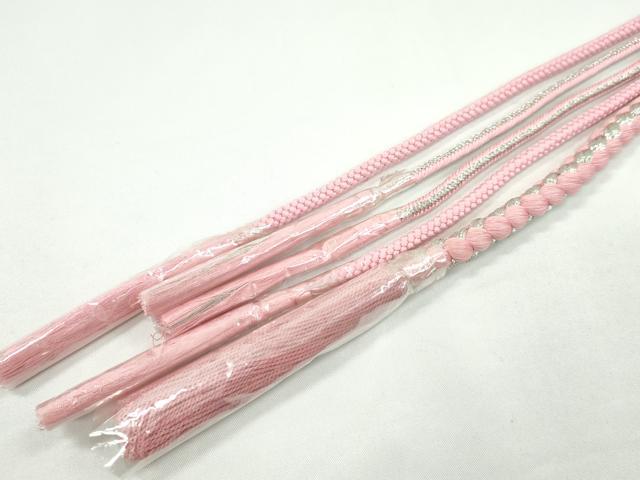平和屋着物●和装小物 振袖用帯締め 飾り付き パール Sweet Angel ピンク 銀糸 逸品 未使用 CAAS9946ju