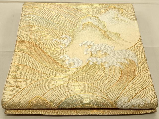 平和屋着物◎六通柄袋帯 荒波文 正絹 逸品 CAAT0009ft