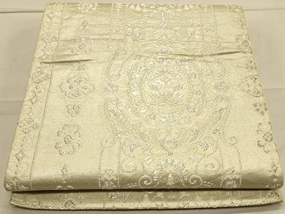 平和屋着物◎六通柄袋帯　花唐草文　銀糸　正絹　逸品　CAAT0021ft