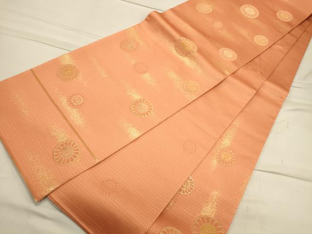 平和屋着物◎太鼓柄袋帯 花丸文 菊 金糸 正絹 逸品 CAAT0029ft