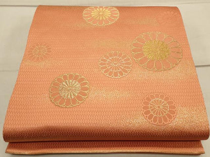 平和屋着物◎太鼓柄袋帯 花丸文 菊 金糸 正絹 逸品 CAAT0029ft