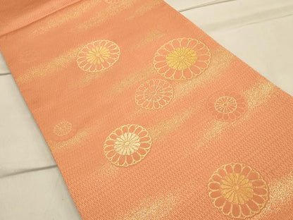 平和屋着物◎太鼓柄袋帯 花丸文 菊 金糸 正絹 逸品 CAAT0029ft