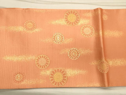 平和屋着物◎太鼓柄袋帯 花丸文 菊 金糸 正絹 逸品 CAAT0029ft