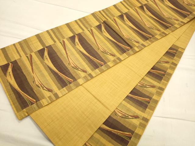 平和屋着物◎六通柄袋帯 陶漆 抽象群鳥文 正絹 逸品 CAAT0034ft