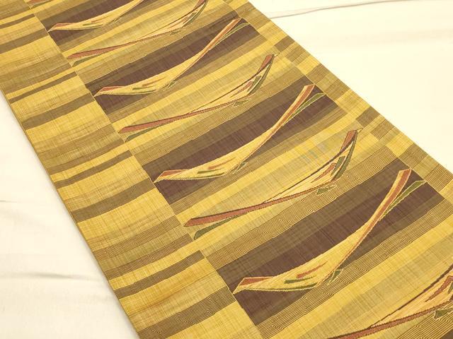 平和屋着物◎六通柄袋帯 陶漆 抽象群鳥文 正絹 逸品 CAAT0034ft