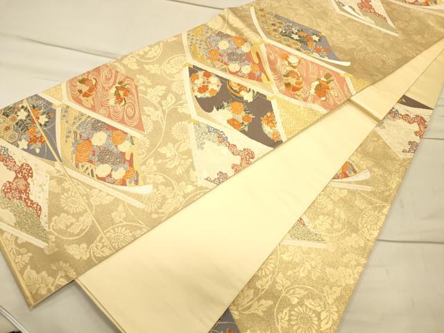 平和屋着物◎六通柄袋帯 花鳥丸紋 金銀糸 正絹 逸品 CAAT0054ft