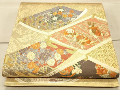 平和屋着物◎六通柄袋帯 花鳥丸紋 金銀糸 正絹 逸品 CAAT0054ft