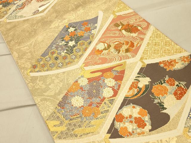 平和屋着物◎六通柄袋帯 花鳥丸紋 金銀糸 正絹 逸品 CAAT0054ft