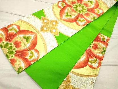 平和屋着物◎六通柄袋帯 唐織 正倉院花文 金銀糸 正絹 逸品 CAAT0064ft