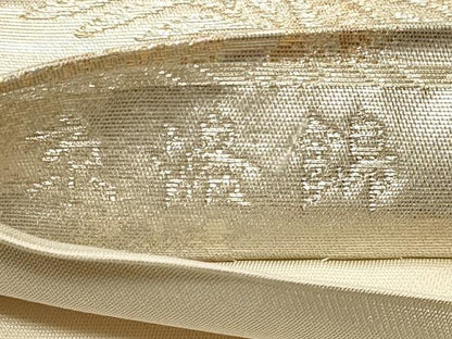 平和屋着物◎六通柄袋帯 京洛錦 風景文 二重引箔 銀糸 正絹 逸品 CAAT0070ft