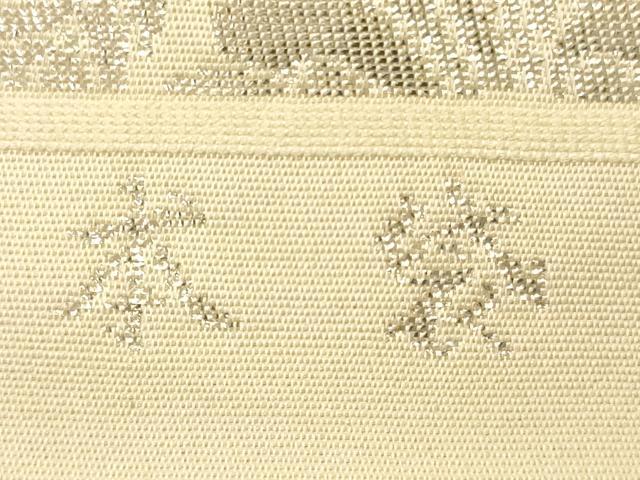 平和屋着物◎六通柄 本袋帯 向かい鳥丸文 純銀箔 正絹 逸品 CAAT0071ft