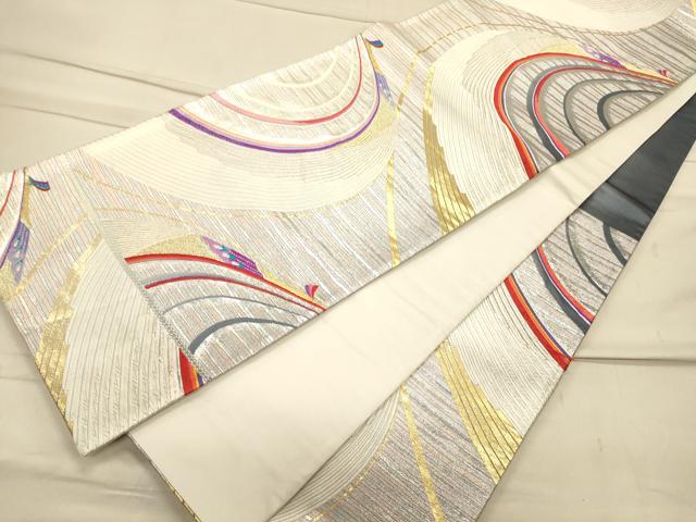 平和屋着物◎六通柄袋帯 唐織 孔雀文 金銀糸 正絹 逸品 CAAT0072ft