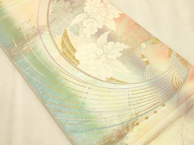 平和屋着物◎六通柄袋帯　孔雀文　金銀糸　正絹　逸品　CAAT0084ft